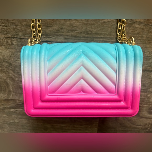 Jelly Gradient Pink and Blue Chain Shoulder Bag - Picture 4 of 5